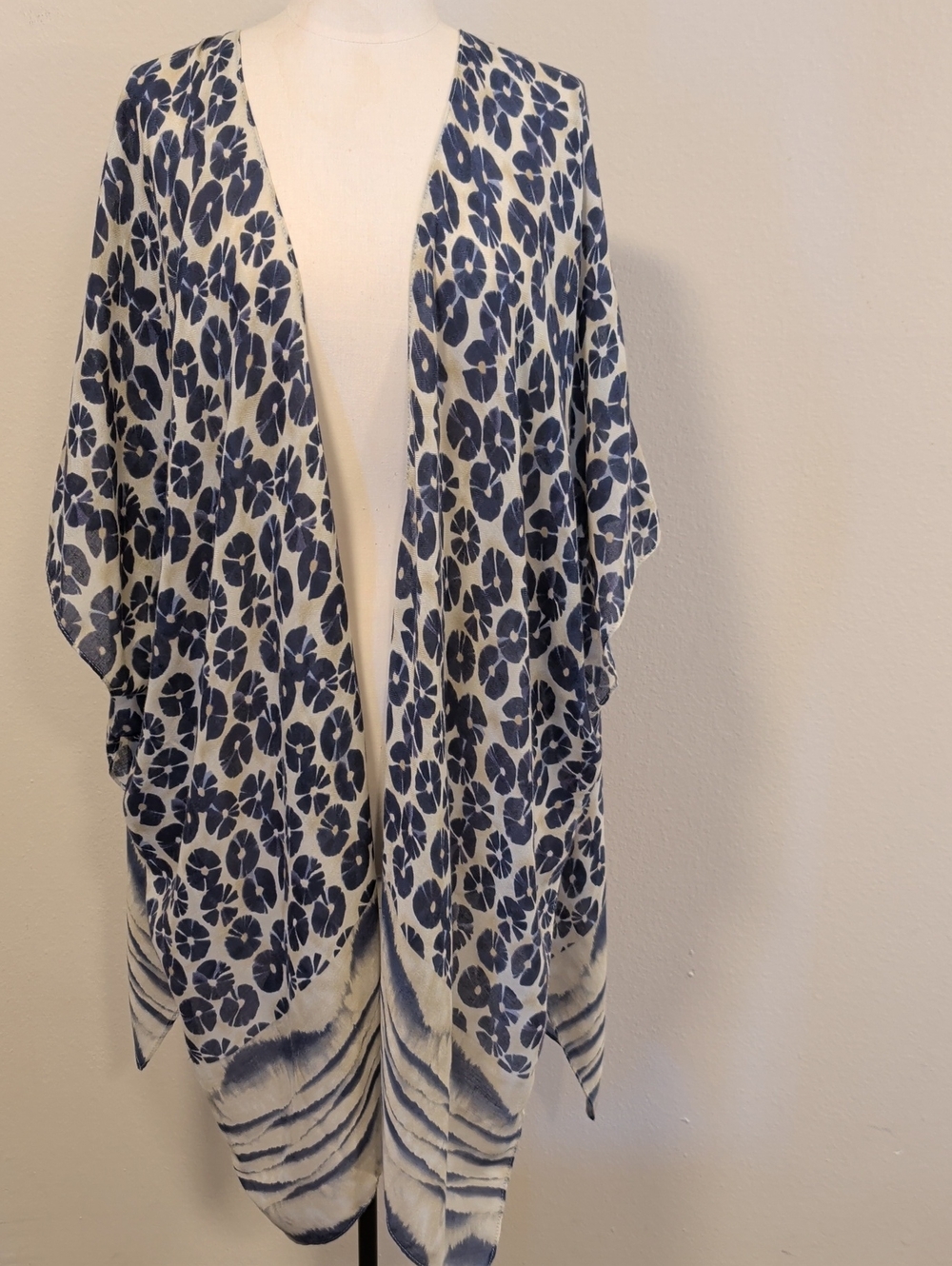 Navy Floral Open Front Kimono